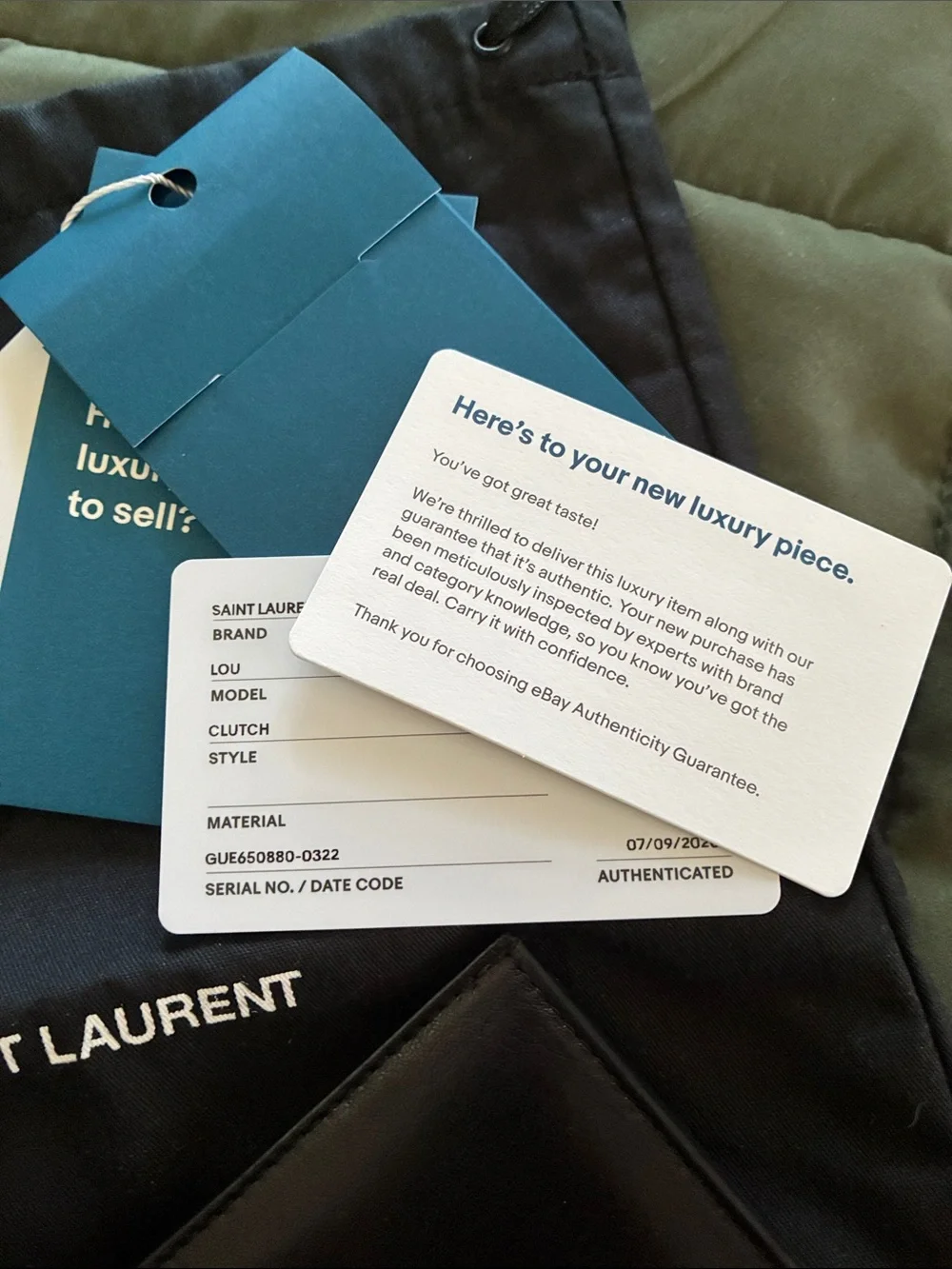 Saint Laurent Black Quilted Leather YSL Envelope Pouch with Gold Logo